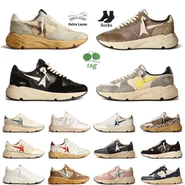 2024 Luxury Brand Designer Casual Shoes Golden Sneakers Kvinnor Mens Läder Horse Hår Suede Handmålad Beige Running Sole Stars Old Dirty Shoe Platform Trainers