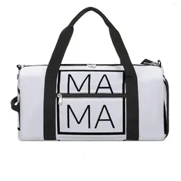 Outdoor Bags MAMA Square Design Sports Mother Love Travel Training Gym Bag Accessories Funny Handbags Waterproof Fitness
