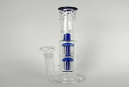 H 16quot Glass Bong quotSpoiled Greenblue Speranzaquot double tree perc dome percolator water pipe 18mm bowl big water pip5340191