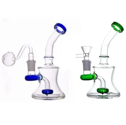 Cheapest Glass Beaker Bongs Hookahs Matrix Showerhead Percolator 7 Inch 14mm Female Recycler Dab Rig Bubbler Smoking Water Pipes with Oil Burner Pipe