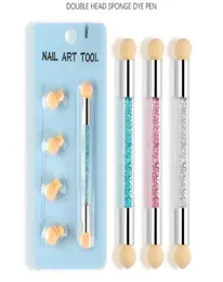 Nail Brush Sponge Nail Brush Picking Dotting Gradient Pen Brush Ombre Nail Art Tools with 4 Replacement Heads7649985