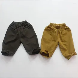 بنطلون دير Jonmi Spring Children Cotton Cotton Linen Style Korean Boy Boy