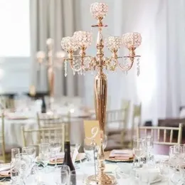 Luxo pérola flor suporte peça central ouro peças centrais do casamento festa de casamento decorativo geométrico acrílico candelabros mesa central 68