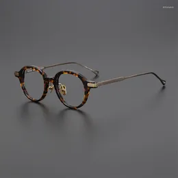 Sonnenbrillenrahmen Damen Optische Brillen Reines Titan Brillengestell Retro Runde handgefertigte Brille