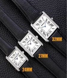 Top Fashion Woman Watches New Tank Series Casual Gold Watch 32mm 27mm 24mm Womens Real Leather Quartz Montres Ultra thin 8014 Wris7911831