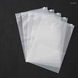 Storage Bags 10Pcs Matte Clear Plastic Package Clothes Shoes Bag Waterproof Zip Portable Organizer Frosted Household Supplies