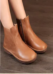 Autumn and winter new style genuine leather comfortable boots handmade leather Martin boots retro women039s boots side zippe6426611