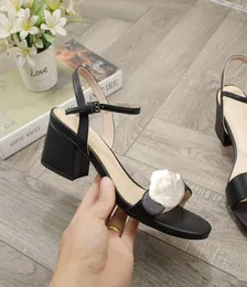 Classic high heel women sandals party fashion 100 genuine leather work shoes designer 5cm metal buckle large size 3442 with box2450151