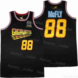 映画フィルムギガワット88 McFly Basketball Jersey 1985スローバックユニフォーム大学スポーツファンチームカラーブラックハイポップカレッジオール