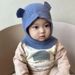 CAPS HATS Baby Scarf Hats Autumn Winter Crochet Soft Infant Girls Boanie Cap Solid Color Kids Sticked Warm Ear Protection Bonnet Hatts 231202
