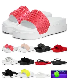 fashion Luxurys designer s Slippers Pool Fun mens Flat Flip Donna Studded Spikes black white pink suede sport outdoor size 36-468803377