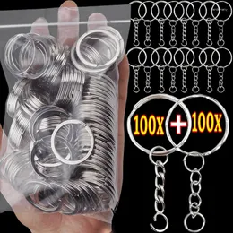 Keychains 50/100Pcs Silver Plated Blank Keyring Keychain Split Ring Keyfob Key Holder Rings Women Men DIY Chain Accessories