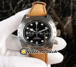 Luxury New Herie Chronograph 79350 Steel Case Black Dial Miyota Quartz Mens Watch Stopwatch Brown Leather Strap Sport Watches H1011936