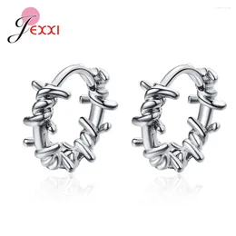 Hoop Earrings Authentic 925 Sterling Silver Geometric Round For Women Dancing Ear Hoops Girl Fashion Jewelry Gifts