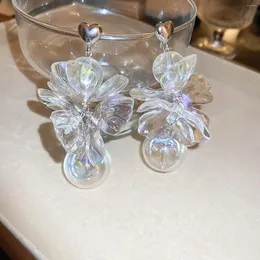 Dangle Earrings Exaggerated Transparent Glass Flower Heart Ball Long Personalized Drop For Women Accessories