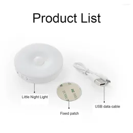 Night Lights 6 LEDs Round Wall Light Adjustable Color 100lm High Brightness USB Rechargeable Ergonomic Design