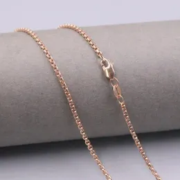 Chains Au750 Real 18K Rose Gold Chain Neckalce For Women Female 1.8mm Round Box Link Necklace 18inch Length