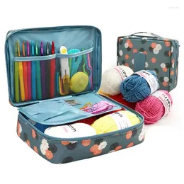 Storage Bags Portable Needlework Bag Mesh Divider Pouch Yarn Knitting Tools Organizer Cases DIY Apparel Travel Wash