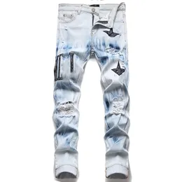 بنطلون جينز مصمم جينز جينز جينز سليم ملاءمة جديدة للعلامة التجارية العصرية متعددة الاستخدام