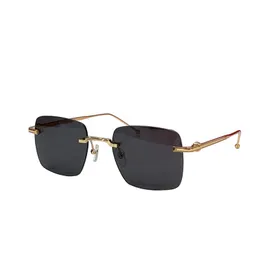 Nuevo diseño de moda gafas de sol cuadradas 0403 montura sin montura patillas de metal estilo simple y popular gafas de protección UV400 para exteriores negro dorado vienen con estuche original