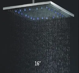New Arrival Stainless Steel304 16 Inch Brushed Nickel Overhead LED Rainfall Shower Head BD0175025885