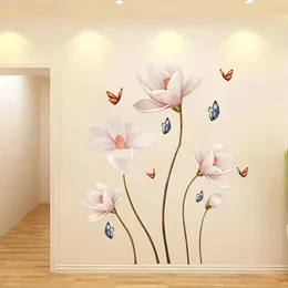 Wall Stickers Colorful Flower Butterfly 3D Self Adhesive Wallpaper Decal Waterproof Bedroom Background Living Room Decoration 231202