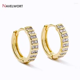 Hoop Earrings Trendy Round 15.5mm Gold Color Earring Clasps Fashion For Women High Quality Inlaid Zircon Circle
