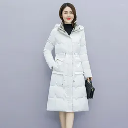 Women's Trench Coats 2024 Women Down Cotton Coat Winter Jacket Female Mid Length Version Parkas Thick Warm Outwear Hooded Leisure Time