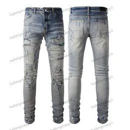 2J10 2023 Yeni Gelişler Erkek Lüks Tasarımcı Amirler Amiiri Imiri Denim Mor Am2 Kot Delikleri Am Ami Pantolonları Jean Coolguy Biker Pantolon Man Giyim #810GV2