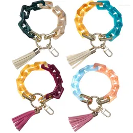 Keychains Acrylic Link Chain Keychain For Women Wristlet Bangle Bracelet Tassel Pendant Keyring Jewelry Accessories