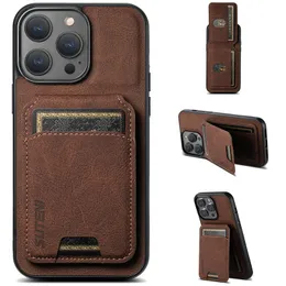 Capa de telefone magnética luxuosa de grãos de lichia para iPhone 15 14 13 12 Pro Max Sony Xperia 1 10 5 Oneplus 11 5G Vários slots para cartões Litchi Pattern Carteira de couro Kickstand Shell