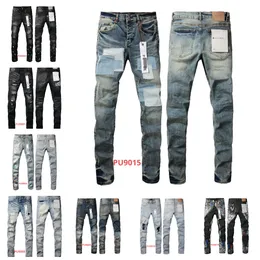 Herrbyxor sommar ny stil europeisk och amerikansk trendiga varumärke rippade elastiska smala avslappnade mäns jeans grossist trend mode brev broderade mager jeans