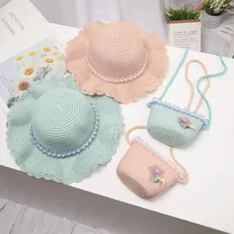 Hats Solid Color Baby Girls 2 Pieces/Set Straw Hat Bag Kids Fashion And Personality Fishman Caps Infant Children Sunscreen