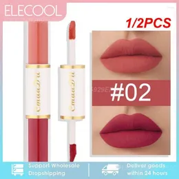 Lip Gloss 1/2PCS In 1 Matte Lipstick Velvet Sexy Red Tint Long Lasting Non-stick Cup Set Oil Female Makeup Cosmetic Kit