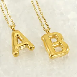 Chains Chunky Balloon 26 Alphabet Initial Letter Necklace For Women Stainless Steel Gold Plated Bubble Gifts Jewelry