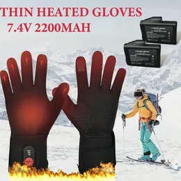 Casquettes de cyclisme Masques Gants chauffants minces avec batterie rechargeable pour hommes Femmes Ski Chauffage Camping Travail Randonnée électrique 231202