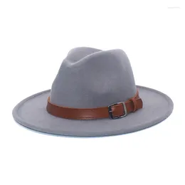 Береты FOODRAO, высокое качество, шляпы-федоры с широкими полями, женские, осенне-зимние, с ремнем, шерстяные, джазовые, мужские, винтажные, фетровые шляпы, джентльменская кепка F76