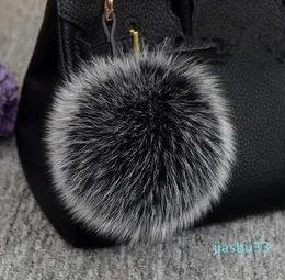 Luxury fluffy Fox Fur Ball Keychain Fur Pompons Keychain Keyring Pom Pom Keychain for Charm Bag Pendant Ornament