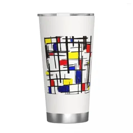 Tumblers Mondrian Minimalist Art Tumbler Vacuum Insulated Geometric Geometry Thermal Cup Flask Smoothie Tea Mugs Cold Drink