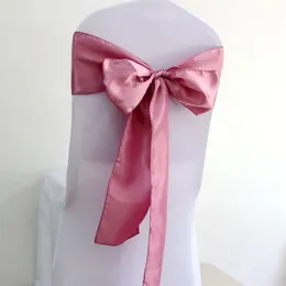 Sashes 50pcs100pcs Dusty Rose Satin Chair Ribbon For Party Event Banquet Wedding Decoration Bow Knot Ties 231202