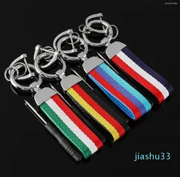Keychain German Italian British Treasure Model Flag Tricolor Ribbon Car Metal Key Chain Bag Pendant