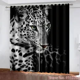 Blankets Agile Animal Leopard 3D Blackout Baby Windows Curtains Blanket For Living Room Curtain Divider Home Decor With Top Ring