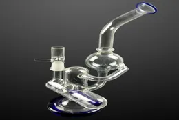 Blue Glass Water Bong Recycle Hookah Tobacco Filter Oil Dab Rigs Smoking Pipe with Joint9232135