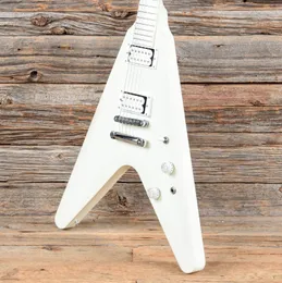 Custom Snow Falcon All White Electric Guitar No Inlays White Pickups White Fingerboard Chrome Hardware Grover Tuners