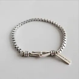 Länkarmband ShDesign 925 Silverpläterade armband för kvinnors personliga retro boxkedja fashionabla och enkla smycken par