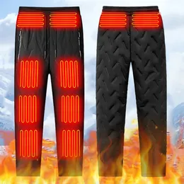 Outdoor Pants 10 Zones Heating Pants Elastic Waist USB Heated Sports Trousers Skiing Fishing Motorcycle Outdoor Casual Thermal Pants Plush 231202