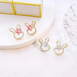 Stud Ny Cartoon Rabbit Ear Studs Earrings For Women Girls Lovely Elegant Bow Flowers Earring Ladies Wedding Party Födelsedagsmycken