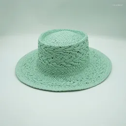 Береты 202306-pan-Япония, корейская летняя тканая вручную бумажная шляпа с травой, мятно-зеленая уличная пляжная шляпа-федора для мужчин и женщин, панама для отдыха, джазовая шляпа