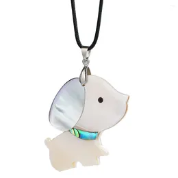 Pendant Necklaces Natural White Mother Of Pearl Inlay Abalone Seashell Cute Puppy Dog Necklace Chinese Zodiac Animal Dangle Choker Jewelry