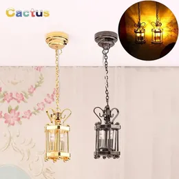 Doll House Accessories 1 12 Dollhouse Miniature Lamp Glass Shade Ceiling Lamp Chandelier LED Light Wall Lamp Lighting Home Furniture Model Decor Toy 231202